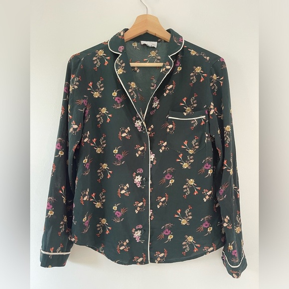 Heartloom Revolve Dark Green Floral PJ Look Blouse size XS - Picture 1 of 7
